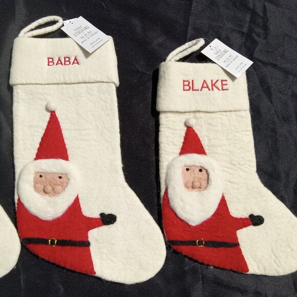 POTTERY BARN West Elm Felt Christmas Stockings Wool Monogrammed Santa BUNDLE NWT - Picture 4 of 12